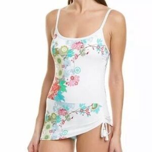 NWT Johnny Was one piece NWT, swimsuit. 1X. Kia skirted tank white floral.